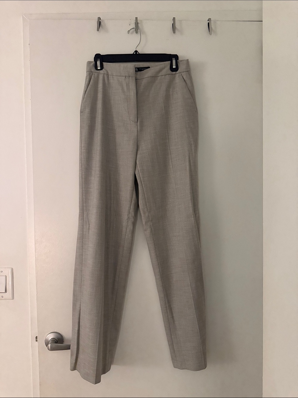 Zara Women's Light Gray Tailored Straight Trousers
